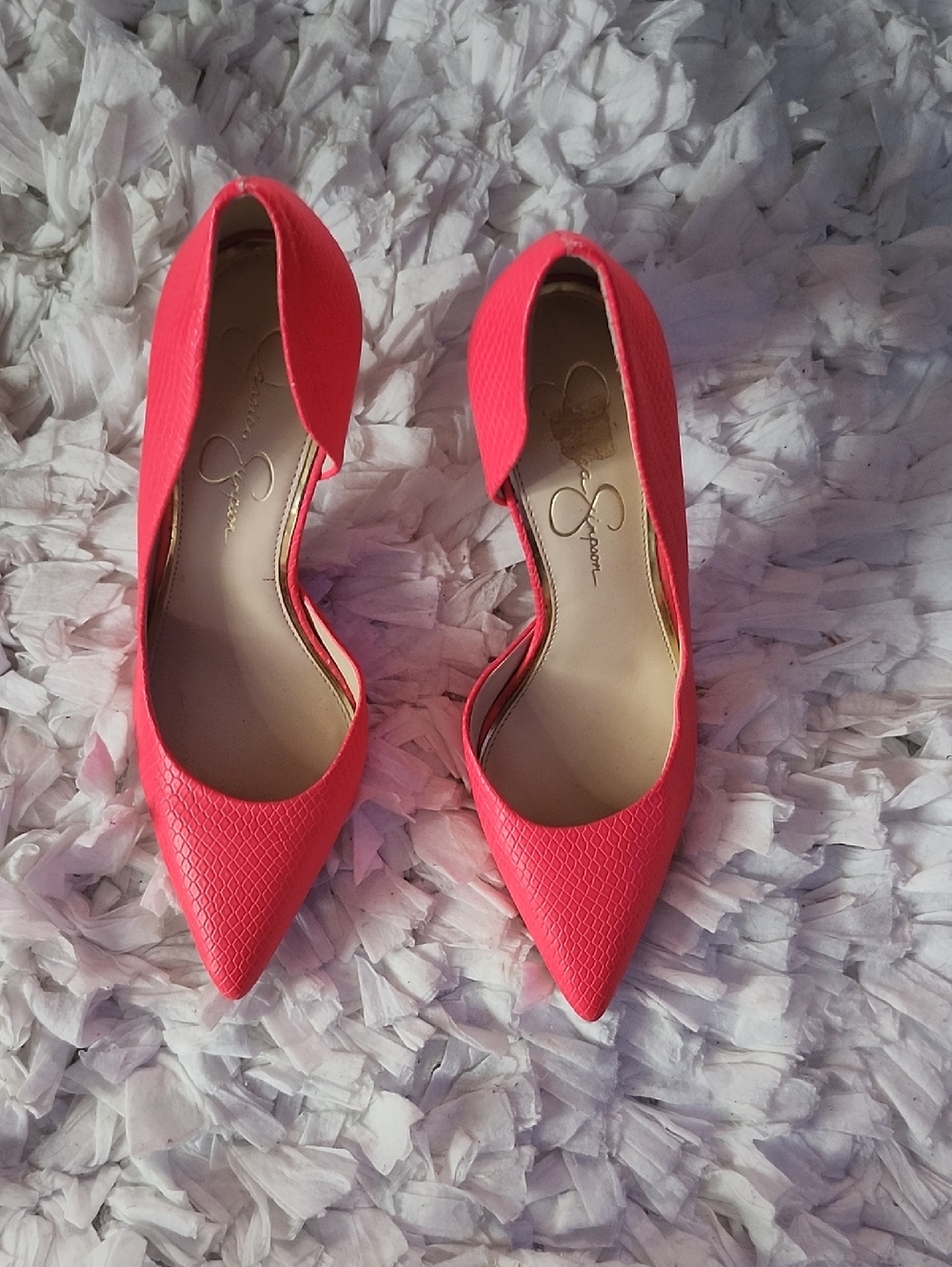Jessica Simpson Bright Coral Pointed D'Orsay Pumps